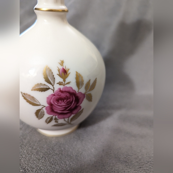 Lenox China RHODORA 27-X-304 Bud Vase Pink Roses Gold - Picture 2 of 8